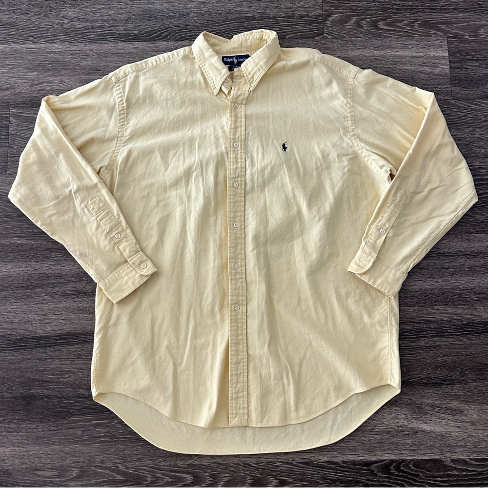 VTG Polo Ralph Lauren Blake 100% Cotton Button Down Shirt Butter Yellow Men’s XL